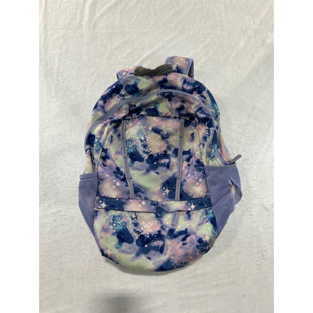 Lands End Galaxy Star Print Backpack Purple Blue School Bag Reflective Safety